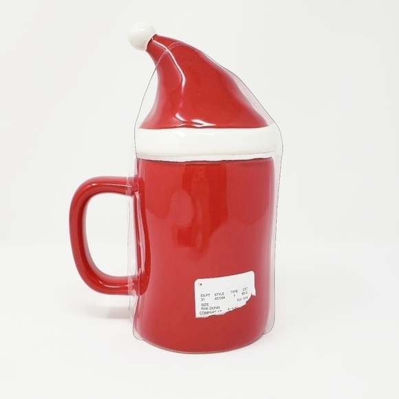 RAE DUNN Jingle Bells mug with Santa hat topper - Picture 3 of 6